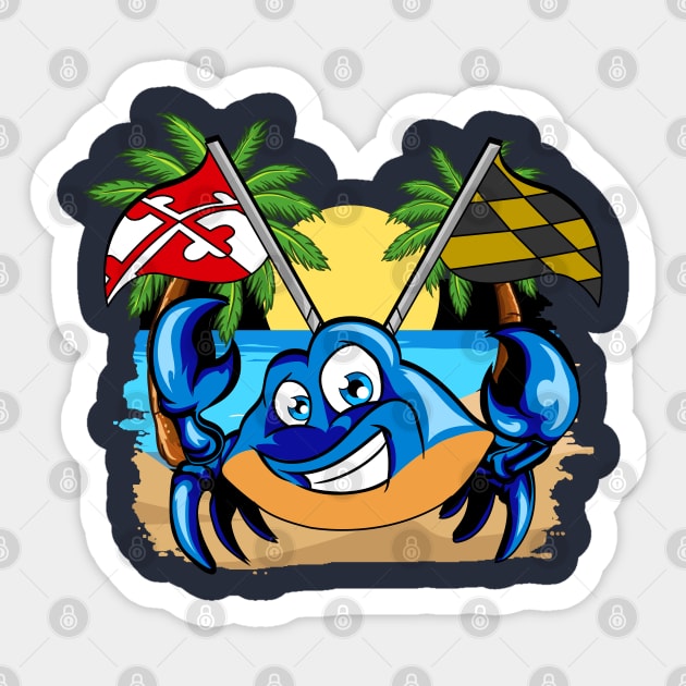 Maryland Day State Flag Blue Crab Sticker by E